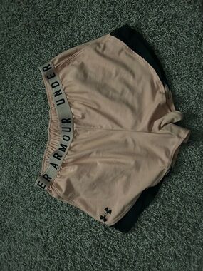 Under Armour Pale Pink Running Shorts with Black Liner